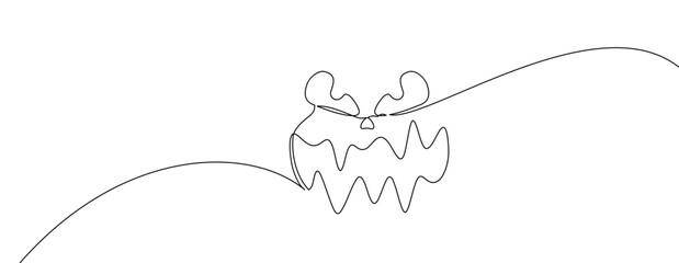 A minimalist line art illustration of a spooky face with sharp jagged teeth and exaggerated features. Ideal for Halloween-themed designs and modern abstract artwork.