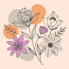 A seamless vector floral pattern with blossoms and leaves, perfect for spring or summer vintage decoration