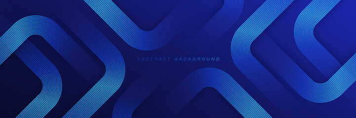 Dark blue abstract background. Modern glowing shiny blue geometric lines pattern. Geometric line art design. Technology futuristic concept. Suit for presentation, cover, banner, website, business