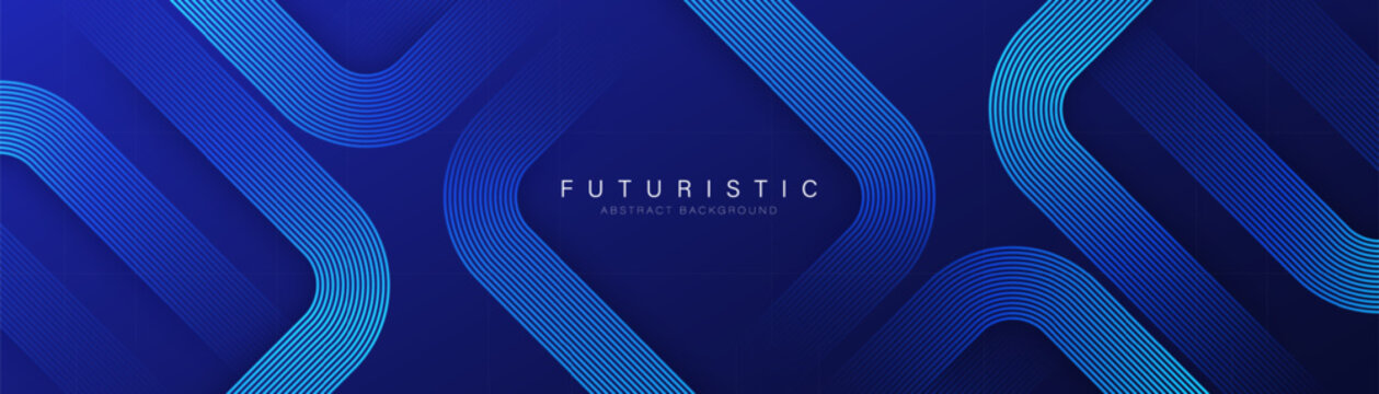 Futuristic abstract background with glowing geometric lines. Modern shiny blue lines pattern. Digital future technology concept. Suit for cover, header, banner, business, corporate, website