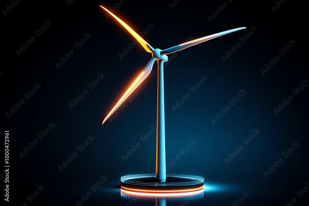 Poster minimal wind turbine icon, using sleek lines to capture the essence of renewable energy in a simple,