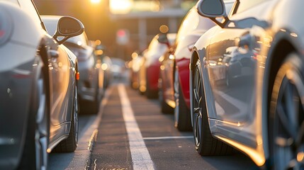 outdoor car parking lot with modern cars and a great view of the day