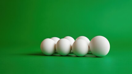 A simple yet elegant composition featuring fresh eggs on a pristine white background. The clean design highlights the natural textures and shapes of the eggs, creating a minimalist aesthetic 