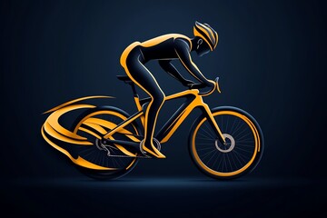 Fototapeta premium Minimalist cyclist icon, showing a person on a bike in motion, with clean lines representing the speed and freedom of outdoor cycling