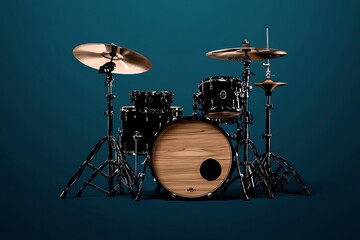 Minimalist drum set icon, with simple, sleek shapes representing a drum kit in a bold, modern style, emphasizing rhythm and percussion