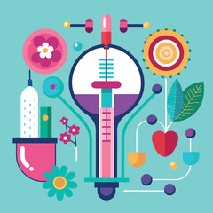 Seamless pattern vector illustration of medical icons for science and medicine design