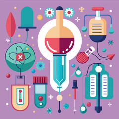 Seamless pattern vector illustration of medical icons for science and medicine design