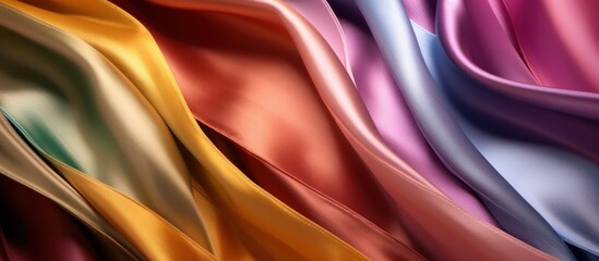 Abstract Satin Fabric in Rainbow Hues