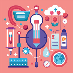 Seamless pattern vector illustration of medical icons for science and medicine design