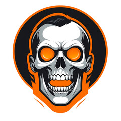 Obraz premium Scary Glowing Eyes Monster Ghost Haunted Graveyard Halloween Night Abandoned House Bats Fog Full Moon Spooky Cartoon Illustration Sticker Style 