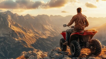 Adventurer on ATV at Sunset