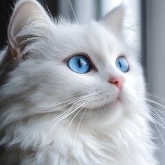 Pictures capturing a white cat&rsquo;s striking blue eyes in detail