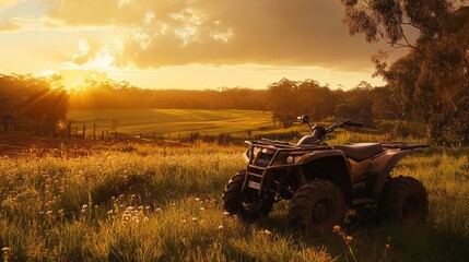 Fototapeta premium ATV in Sunset Field