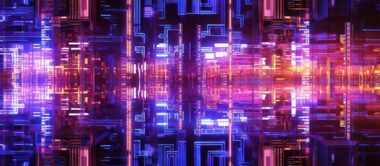 Abstract Cyberpunk Cityscape with Neon Lights