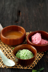Putu Mayang, Indonesian Traditional Dessert in Wooden Bowl