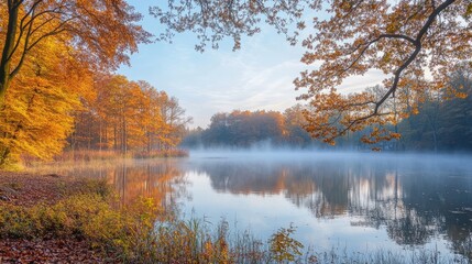 Serene Autumn Lake Reflection