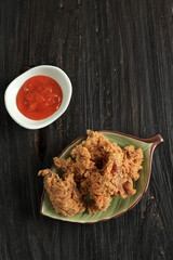 Fried Crispy Chicken Skin with Chilli Sauce