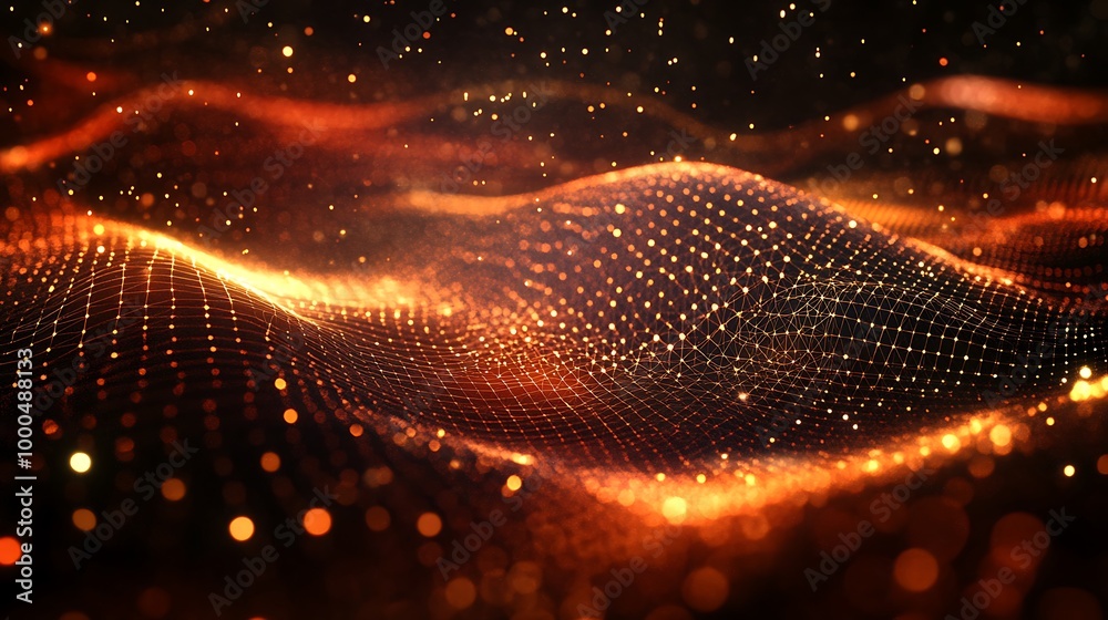 Fototapete futuristic 3d background featuring glowing particles and intricate sci-fi grid