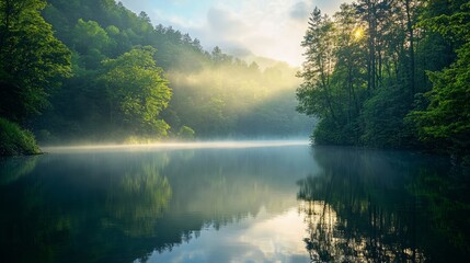 Serene Morning by the Lake
