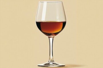 Glass of red wine set against a neutral background evoking a calm serene and minimalist atmosphere ideal for wine branding