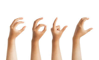 collection of hand gesture on white background isolated