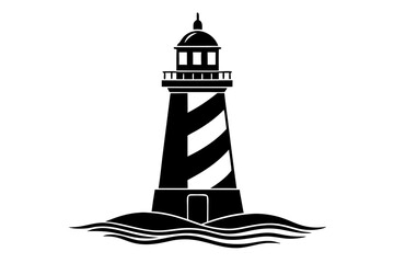 lighthouse  Black and white silhouette vector icon