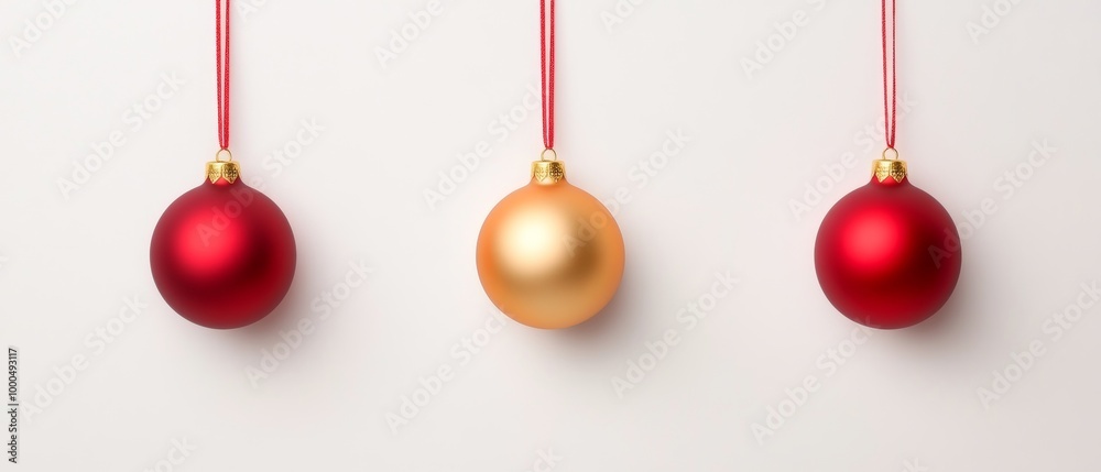 Sticker Colorful Christmas baubles white background.