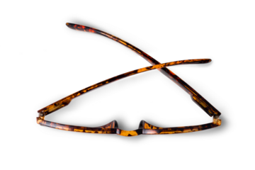 Top view brown styled women's glasses isolated on a transparent background, PNG. High resolution.