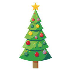Obraz premium Vector clipart of a Christmas tree with lighting decorations