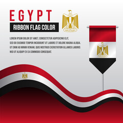 Egypt ribbon flag with Pennant flag and decoration