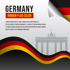 Germany ribbon flag with Gate silhouette and decoration