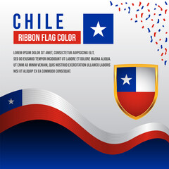 Chile ribbon flag with Shield flag and decoration