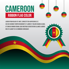 Cameroon ribbon flag with Flag badge and decoration