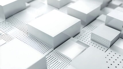 Obraz premium Geometric abstraction with white and gray square shapes in modern design