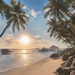 beautiful beach scenery illustration