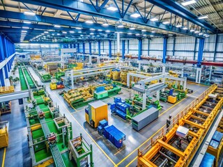 Fototapeta premium Modern Manufacturing Floor with Machinery and Equipment in an Industrial Production Facility