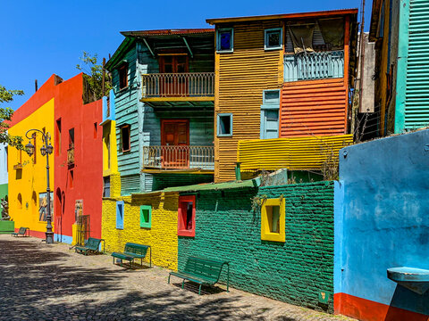The colorful houses in La Boca district, Buenos Aires, Argentina