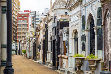 La Recoleta Cemetery; above ground Mausoleum; Buenos Aires, Argentina