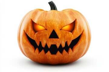 Angry jack o lantern with a fierce expression set against a white background creating a bold and menacing Halloween design perfect for modern digital use or decorations
