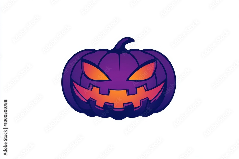 Canvas Prints Purple jack o lantern illustration with sharp glowing eyes and a sinister grin creating a dark and moody Halloween design perfect for digital and spooky themed artwork