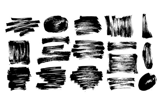 Colecci&oacute;n de vectores y manchas de trazos hechos a mano, garabatos y formas gestuales