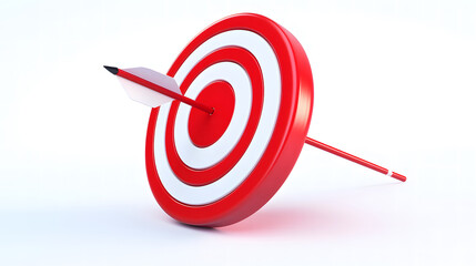 Red and White Target with Arrow Hitting Bullseye