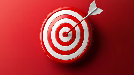 Red and White Target with Arrow Hitting Bullseye