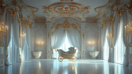 Luxurious Fairytale-Themed Room with Elegant White and Gold Decoration for Royal Charm
