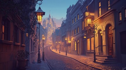 Fototapeta premium Enchanted Evening Street