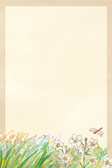 秋の風景の水彩画と古い紙テクスチャの背景素材