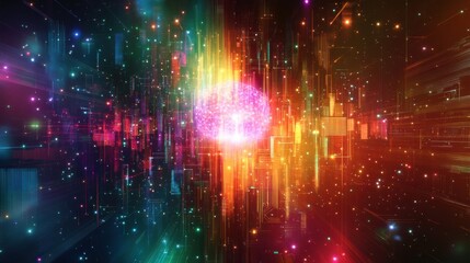 Vibrant Nebula with Stars of Various Sizes and Colors