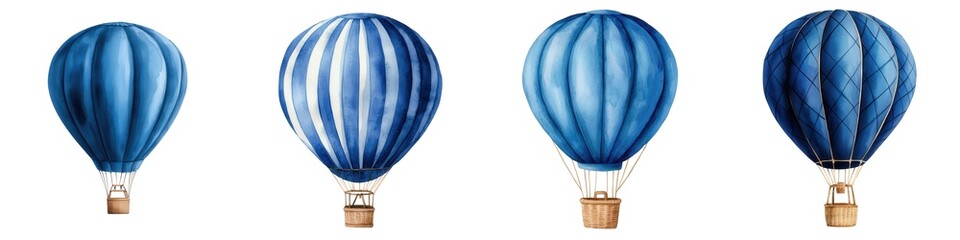 Colorful hot air balloons, white isolate background