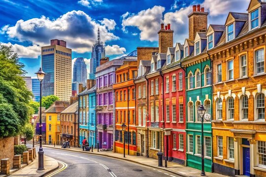 Scenic View of Whitechapel District in London Featuring Historic Buildings and Vibrant Street Life