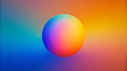 A vibrant, iridescent sphere floats against a colorful, blurred background.